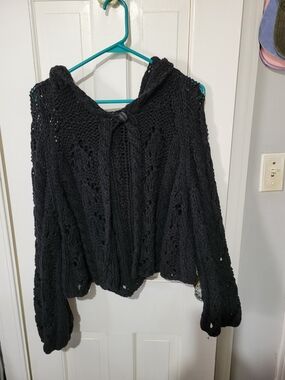Black Chunky Hooded Cardigan